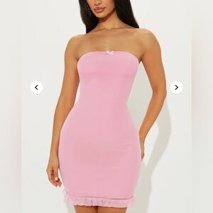 Fashion Nova Chic Mesh Mini Tube Pink Dress